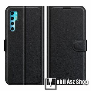 WALLET notesz tok / flip tok - FEKETE - asztali tartó funkciós, oldalra nyíló, rejtett mágneses záródás, bankkártyatartó zseb, szilikon belső - TCL 20 Pro 5G kép
