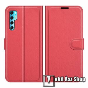 WALLET notesz tok / flip tok - PIROS - asztali tartó funkciós, oldalra nyíló, rejtett mágneses záródás, bankkártyatartó zseb, szilikon belső - TCL 20 Pro 5G kép