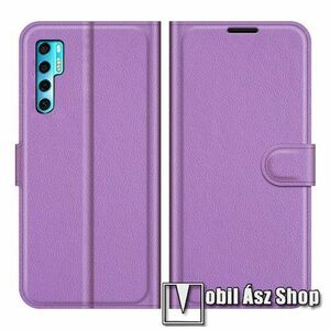 WALLET notesz tok / flip tok - LILA - asztali tartó funkciós, oldalra nyíló, rejtett mágneses záródás, bankkártyatartó zseb, szilikon belső - TCL 20 Pro 5G kép