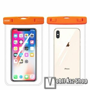 UNIVERZÁLIS Vízhatlan / vízálló tok, AQUA - 30 méterig, IPX8, nyakpánt, 165 x 95mm - ÁTLÁTSZÓ / NARANCSSÁRGA kép