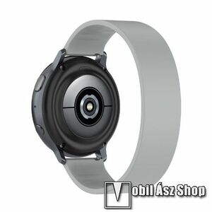 Okosóra szíj - rugalmas szilikon - VILÁGOSSZÜRKE - 170mm hosszú, 20mm széles - SAMSUNG Galaxy Watch 42mm / Amazfit GTS / Galaxy Watch3 41mm / HUAWEI Watch GT 2 42mm / Galaxy Watch Active / Active 2 kép