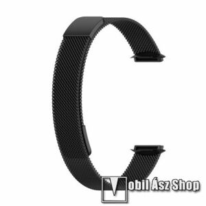 Okosóra milánói szíj - rozsdamentes acél, mágneses - 95mm + 120mm hosszú - FEKETE - Fitbit Luxe kép