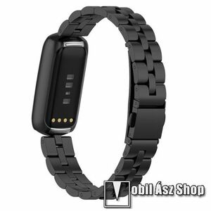 Fém okosóra szíj - FEKETE - rozsdamentes acél, csatos, 164mm hosszú - Fitbit Luxe kép