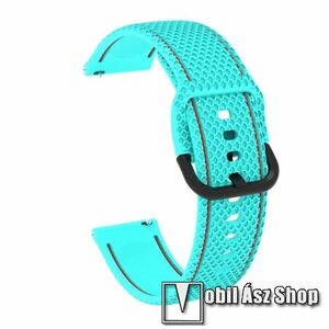 Okosóra szíj - VILÁGOSÉK - szilikon, piros varrással - 92mm + 119mm hosszú, 20mm széles - SAMSUNG Galaxy Watch 42mm / Amazfit GTS / Galaxy Watch3 41mm / HUAWEI Watch GT 2 42mm / Galaxy Watch Active / Active 2 kép