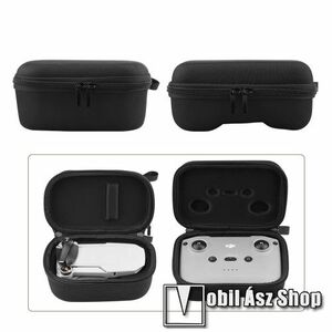 DJI Mavic Mini 2 és távirányító tartó / hordozó táska - ütődésálló, cipzár, hordozó fül, drón táska: 75 x 115 x 80mm, távirányító táska: 170 x 130 x 70mm - ERŐS VÉDELEM! - FEKETE kép