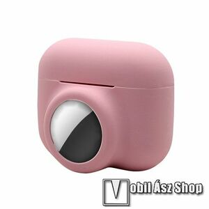 Szilikon védő tok Apple AirPods Pro / Apple AirTag-hez - töltőnyílás - RÓZSASZÍN kép