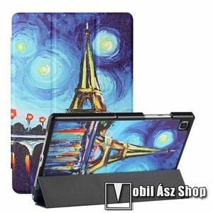Notesz / mappa tok - FESTETT EIFFEL MINTÁS - oldalra nyíló flip cover, TRIFOLD asztali tartó funkció, mágneses záródás, műanyag belső - SAMSUNG Galaxy Tab A7 10.4 (2020) (SM-T500/T505) / (2022) (SM-T509) kép