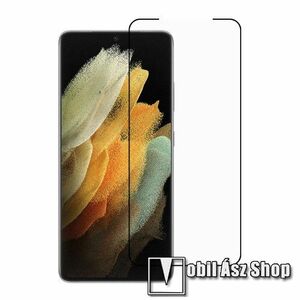 RURIHAI 3D előlap védő karcálló edzett üveg - FEKETE - 0.26mm, 9H, Ujjlenyomat felismerés támogatás, a teljes képernyőt védi, a teljes felületén tapad - SAMSUNG Galaxy S21 Ultra 5G (SM-G998B/SM-G998B/DS) - GYÁRI kép