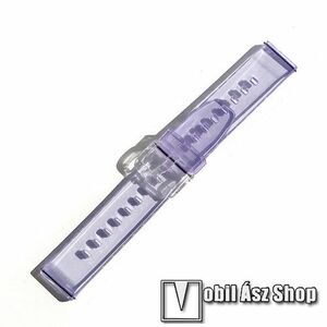 Okosóra szíj - LILA - átlátszó szilikon, 95+122mm hosszú és 20mm széles - SAMSUNG Galaxy Watch 42mm / Xiaomi Amazfit GTS / SAMSUNG Gear S2 / HUAWEI Watch GT 2 42mm / Galaxy Watch Active / Active 2 kép
