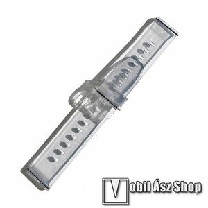 Okosóra szíj - SZÜRKE - átlátszó szilikon, 95+122mm hosszú és 22mm széles - HUAWEI Watch GT / Watch 2 Pro / Honor Watch Magic / Watch GT 2 46mm / Xiaomi Amazfit / Amazfit 2 / Fossil Q MARSHAL Gen2 kép