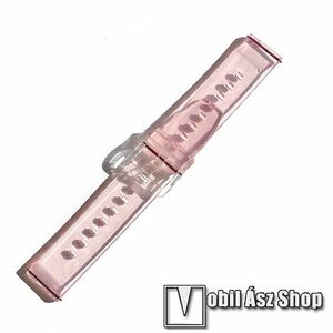 Okosóra szíj - RÓZSASZÍN - átlátszó szilikon, 95+122mm hosszú és 22mm széles - HUAWEI Watch GT / Watch 2 Pro / Honor Watch Magic / Watch GT 2 46mm / Xiaomi Amazfit / Amazfit 2 / Fossil Q MARSHAL Gen2 kép