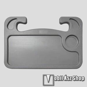UNIVERZÁLIS étkezőasztal / laptop tartó / tálca autóba - kormányra rögzíthető, pohártartó, 560g, 425 x 285 x 25 mm - SZÜRKE kép