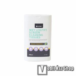 PLATINET nedves törlőkendő mobil / tablet / LCD TV képernyőjének tisztitására - 100db, antisztatikus, antibakteriális törlőkendő, nem tartalmaz alkoholt kép