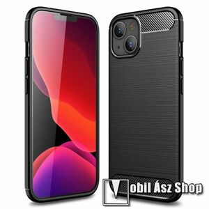 OTT! CARBON szilikon védő tok / hátlap - FEKETE - karbon mintás, ERŐS VÉDELEM! - APPLE iPhone 13 mini kép