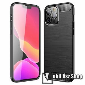 OTT! CARBON szilikon védő tok / hátlap - FEKETE - karbon mintás, ERŐS VÉDELEM! - APPLE iPhone 13 Pro Max kép