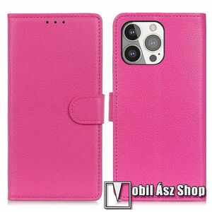 WALLET notesz tok / flip tok - RÓZSASZÍN - asztali tartó funkciós, oldalra nyíló, rejtett mágneses záródás, bankkártyatartó zseb, szilikon belső - APPLE iPhone 13 Pro kép