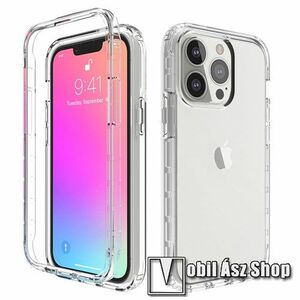 OTT! FULL DEFENDER szilikon védő tok / átlátszó hátlap - ÁTLÁTSZÓ - két rétegből áll, műanyag belső, erősített sarkok, ERŐS VÉDELEM! - APPLE iPhone 13 Pro kép