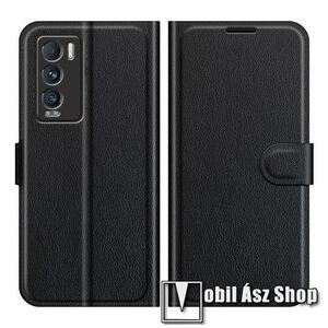 WALLET notesz tok / flip tok - FEKETE - asztali tartó funkciós, oldalra nyíló, rejtett mágneses záródás, bankkártyatartó zseb, szilikon belső - Realme GT Explorer Master kép