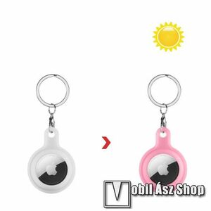 Szilikon védő tok Apple AirTag-hez - kulcstartó, napfény hatására színváltó - FEHÉRBŐL RÓZSASZÍN kép