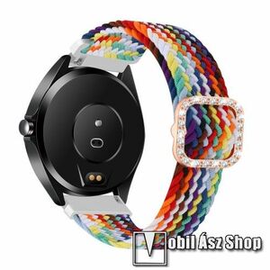Okosóra szíj - fonott szövet, sztreccses, állítható, strasszköves csat - SZÍNES - 110-195mm hosszú, 22mm széles - SAMSUNG Galaxy Watch 46mm / Watch GT2 46mm / Watch GT 2e / Galaxy Watch3 45mm / Honor MagicWatch 2 46mm kép