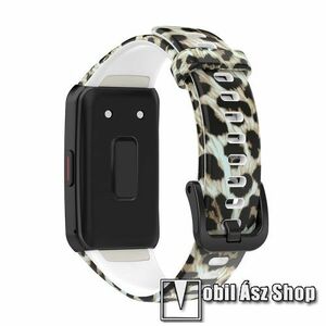 Okosóra szíj - LEOPÁRD MINTÁS - szilikon, állítható, 93mm+122mm hosszú - HUAWEI Band 6 / HONOR Band 6 / HONOR Band 7 kép