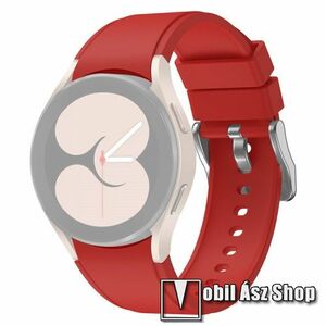 Okosóra szíj - PIROS - szilikon - 130mm+80mm hosszú, 20mm széles - SAMSUNG Galaxy Watch4 Classic 46mm (SM-R890) / Watch4 Classic 42mm (SM-R880) / Watch4 44mm (SM-R870) / Watch4 40mm (SM-R860) kép