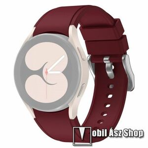 Okosóra szíj - BORDÓ - szilikon - 130mm+80mm hosszú, 20mm széles - SAMSUNG Galaxy Watch4 Classic 46mm (SM-R890) / Watch4 Classic 42mm (SM-R880) / Watch4 44mm (SM-R870) / Watch4 40mm (SM-R860) kép