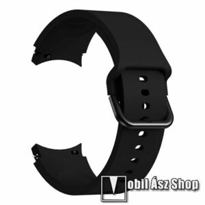 Okosóra szíj - FEKETE - szilikon - 125mm+84mm hosszú, 20mm széles - SAMSUNG Galaxy Watch4 Classic 46mm (SM-R890) / Watch4 Classic 42mm (SM-R880) / Watch4 44mm (SM-R870) / Watch4 40mm (SM-R860) kép