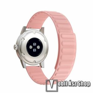 Okosóra szíj - rugalmas, szilikon, mágneses - RÓZSASZÍN - 90mm+130mm hosszú, 22mm széles - SAMSUNG Galaxy Watch 46mm / Watch GT2 46mm / Watch GT 2e / Galaxy Watch3 45mm / Honor MagicWatch 2 46mm kép