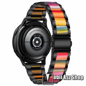 Okosóra műanyag / rozsdamentes acél szíj - FEKETE / SZÍNES - pillangó csat - 189mm hosszú, 22mm széles - SAMSUNG Galaxy Watch 46mm / Watch GT2 46mm / Watch GT 2e / Galaxy Watch3 45mm / Honor MagicWatch 2 46mm kép