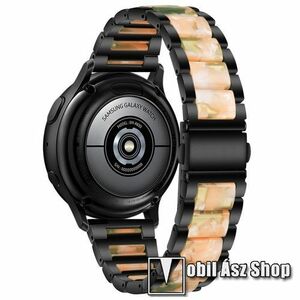 Okosóra műanyag / rozsdamentes acél szíj - FEKETE / RÓZSASZÍN / ZÖLD - pillangó csat - 189mm hosszú, 22mm széles - SAMSUNG Galaxy Watch 46mm / Watch GT2 46mm / Watch GT 2e / Galaxy Watch3 45mm / Honor MagicWatch 2 46mm kép