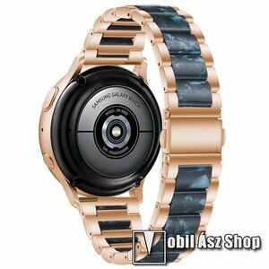 Okosóra műanyag / rozsdamentes acél szíj - ROSE GOLD / SÖTÉTKÉK - pillangó csat - 189mm hosszú, 22mm széles - SAMSUNG Galaxy Watch 46mm / Watch GT2 46mm / Watch GT 2e / Galaxy Watch3 45mm / Honor MagicWatch 2 46mm kép