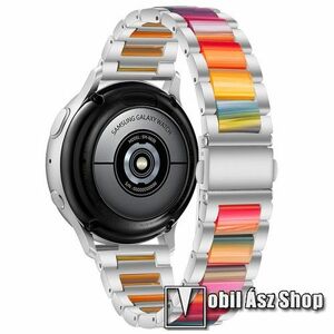 Okosóra műanyag / rozsdamentes acél szíj - EZÜST / SZÍNES - pillangó csat - 189mm hosszú, 22mm széles - SAMSUNG Galaxy Watch 46mm / Watch GT2 46mm / Watch GT 2e / Galaxy Watch3 45mm / Honor MagicWatch 2 46mm kép