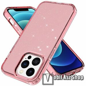 OTT! GLITTER POWDER szilikon védő tok / hátlap - ÁTTETSZŐ RÓZSASZÍN - csillogó, erősített sarkok - ERŐS VÉDELEM! - APPLE iPhone 13 Pro kép