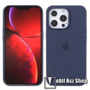 Szilikon védő tok / hátlap - mikroszálas szövettel bevont belsővel - SÖTÉTKÉK - APPLE iPhone 13 Pro kép