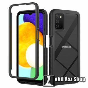 OTT! FULL DEFENDER műanyag védő tok / átlátszó hátlap - FEKETE - két rétegből áll, szilikon belső, erősített sarkok, ERŐS VÉDELEM! - SAMSUNG Galaxy A03s (SM-A037F) kép