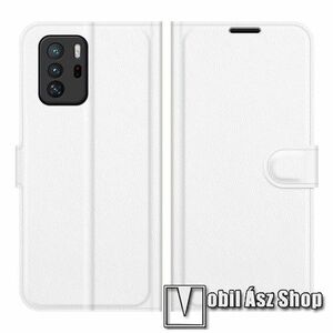 WALLET notesz tok / flip tok - FEHÉR - asztali tartó funkciós, oldalra nyíló, rejtett mágneses záródás, bankkártyatartó zseb, szilikon belső - Xiaomi Poco X3 GT / Redmi Note 10 Pro 5G (For China Market) kép