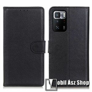 WALLET notesz tok / flip tok - FEKETE - asztali tartó funkciós, oldalra nyíló, rejtett mágneses záródás, bankkártyatartó zseb, szilikon belső - Xiaomi Poco X3 GT / Redmi Note 10 Pro 5G (For China Market) kép