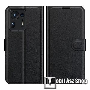 WALLET notesz tok / flip tok - FEKETE - asztali tartó funkciós, oldalra nyíló, rejtett mágneses záródás, bankkártyatartó zseb, szilikon belső - Xiaomi Mix 4 kép