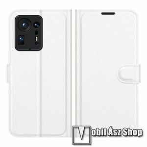WALLET notesz tok / flip tok - FEHÉR - asztali tartó funkciós, oldalra nyíló, rejtett mágneses záródás, bankkártyatartó zseb, szilikon belső - Xiaomi Mix 4 kép