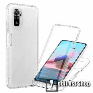 OTT! FULL COVERAGE szilikon védő tok / hátlap - ÁTLÁTSZÓ - műanyag szegély, 360°-os védelem, két rétegű, PET kijelzővédő is, erősített sarkok, ERŐS VÉDELEM! - Xiaomi Redmi Note 10 / Note 10S / Poco M5s kép