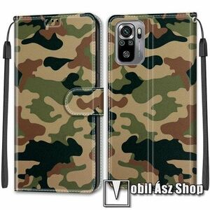 Notesz / mappa tok - TEREPMINTÁS - oldalra nyíló, rejtett mágneses záródás, bankkártyatartó zseb, asztali tartó funkció, szilikon belső - Xiaomi Redmi Note 10 / Note 10S / Poco M5s kép