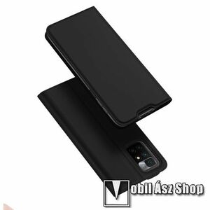 DUX DUCIS Skin Pro Series slim design notesz / mappa tok - FEKETE - asztali tartó funkciós, oldalra nyíló, rejtett mágneses záródás, bankkártyatartó zseb, szilikon belső - Xiaomi Redmi 10 / Redmi 10 Prime / Redmi 10 (2022) - GYÁRI kép