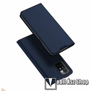 DUX DUCIS Skin Pro Series slim design notesz / mappa tok - SÖTÉTKÉK - asztali tartó funkciós, oldalra nyíló, rejtett mágneses záródás, bankkártyatartó zseb, szilikon belső - Xiaomi Redmi 10 / Redmi 10 Prime / Redmi 10 (2022) - GYÁRI kép