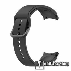Okosóra szíj - FEKETE - szilikon - 132mm+88mm hosszú, 20mm széles - SAMSUNG Galaxy Watch4 Classic 46mm (SM-R890) / Watch4 Classic 42mm (SM-R880) / Watch4 44mm (SM-R870) / Watch4 40mm (SM-R860) kép