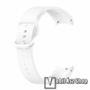 Okosóra szíj - FEHÉR - szilikon - 132mm+88mm hosszú, 20mm széles - SAMSUNG Galaxy Watch4 Classic 46mm (SM-R890) / Watch4 Classic 42mm (SM-R880) / Watch4 44mm (SM-R870) / Watch4 40mm (SM-R860) kép