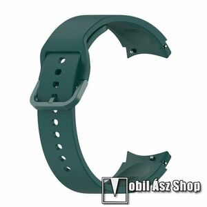 Okosóra szíj - SÖTÉTZÖLD - szilikon - 132mm+88mm hosszú, 20mm széles - SAMSUNG Galaxy Watch4 Classic 46mm (SM-R890) / Watch4 Classic 42mm (SM-R880) / Watch4 44mm (SM-R870) / Watch4 40mm (SM-R860) kép