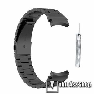 Fém okosóra szíj - FEKETE - rozsdamentes acél, csatos, 165mm hosszú, 20mm széles - SAMSUNG Galaxy Watch4 Classic 46mm (SM-R890) / Watch4 Classic 42mm (SM-R880) / Watch4 44mm (SM-R870) / Watch4 40mm (SM-R860) kép