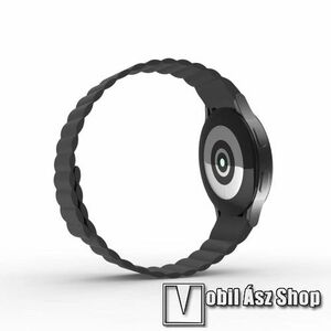 Okosóra szíj - rugalmas, szilikon, mágneses - FEKETE - 110mm+125mm hosszú, 20mm széles - SAMSUNG Galaxy Watch4 Classic 46mm (SM-R890) / Watch4 Classic 42mm (SM-R880) / Watch4 44mm (SM-R870) / Watch4 40mm (SM-R860) kép