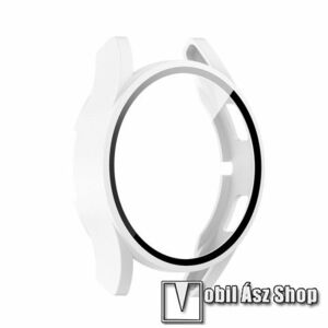 Okosóra műanyag védő tok / keret - FEHÉR - 9H edzett üveg előlap védő is! - SAMSUNG Galaxy Watch4 44mm (SM-R870) kép